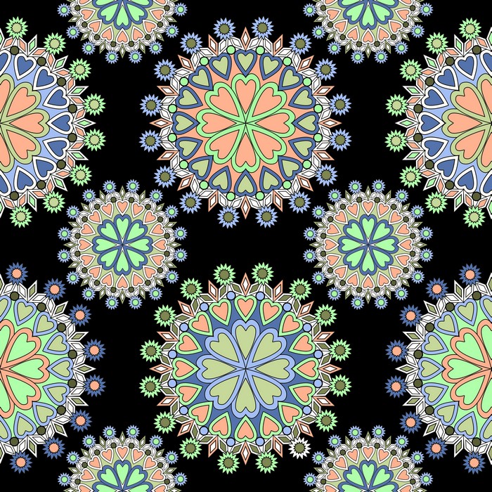 Mandala pattern with hearts and stars