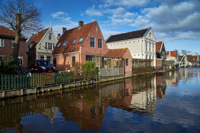 Houses along a canal in Alkmaar, Netherlands