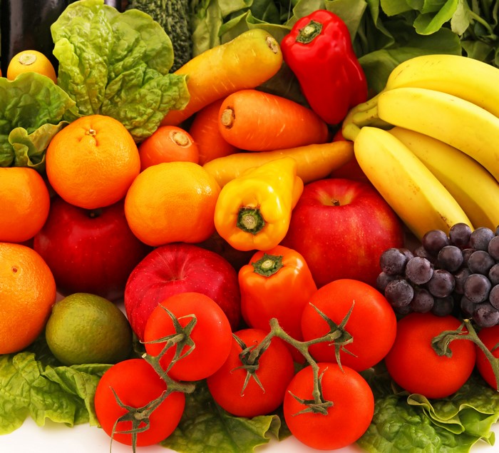Assortment of fresh fruits and vegetables