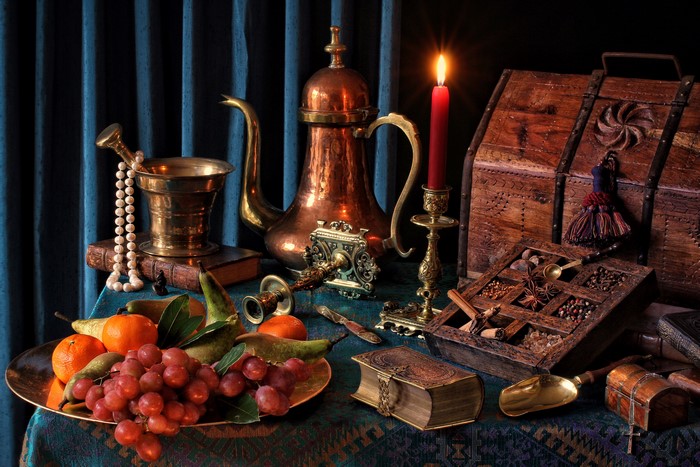 Still-life with Kettle, Fruit, and Candle