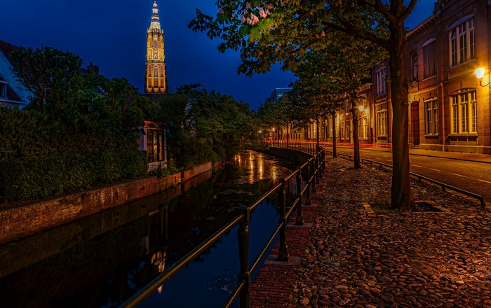 Canal in Amersfoort, Netherlands at Night