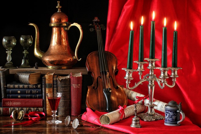 Still-life with Violin, Kettle, and Candles