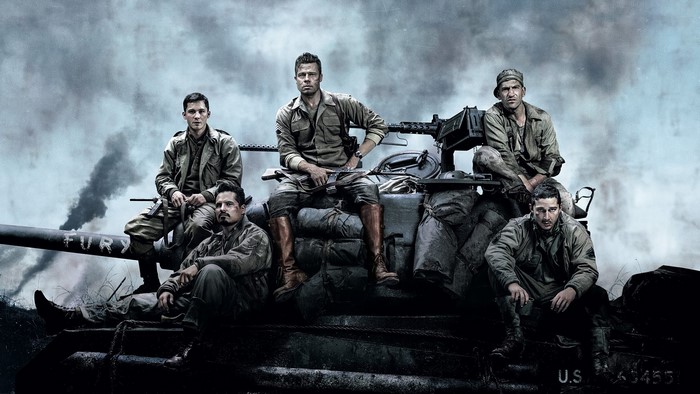 Soldiers from Fury on a tank