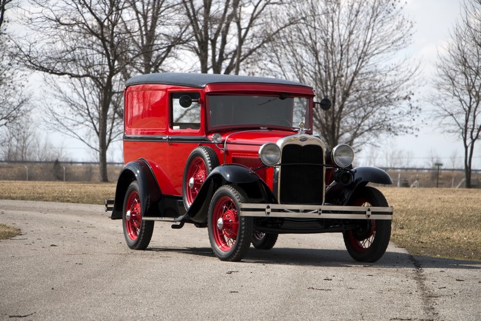 Red Ford Model A Panel Van