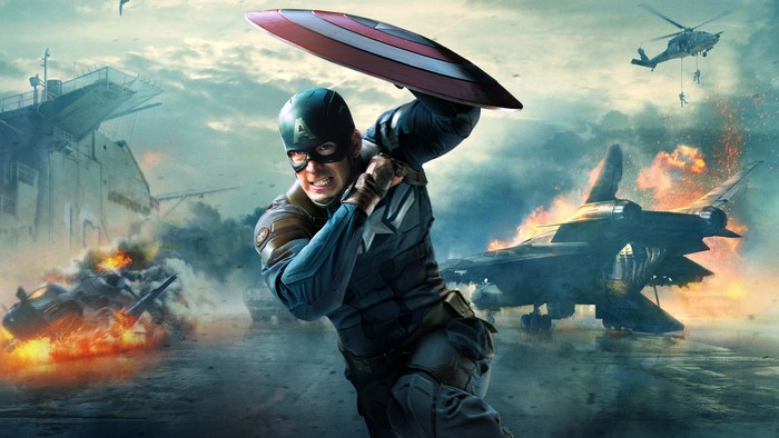 Captain America from Captain America: The Winter Soldier in battle