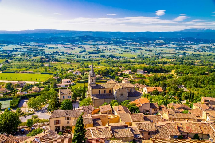 Bonnieux, France: Aerial View of Village and Countryside