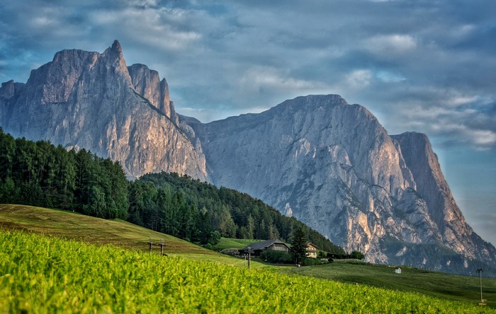 Mountains and Houses in Castelrotto, Italy