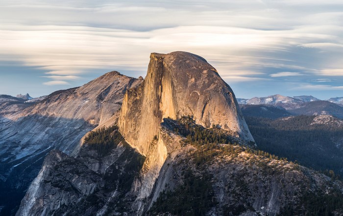 Half Dome and surrounding mountains in Yosemite National Park