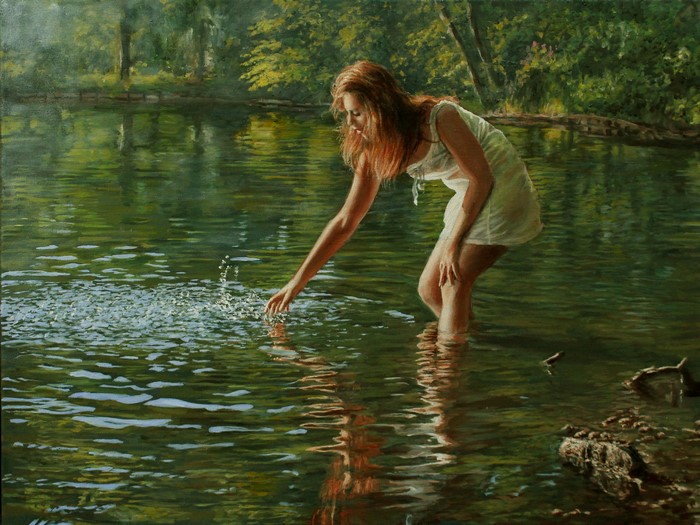4K Pictorial art of a redhead girl in water by Ralf Heynen