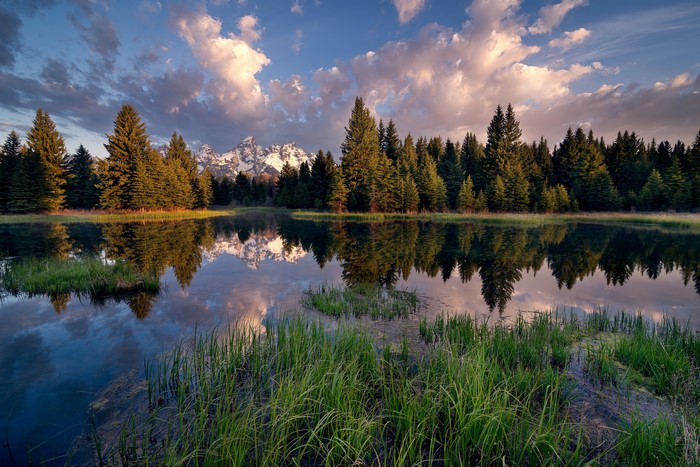Grand Teton National Park Lake with Mountains and Forest