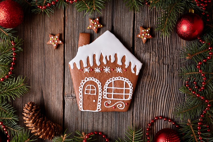 Christmas gingerbread house with decorations