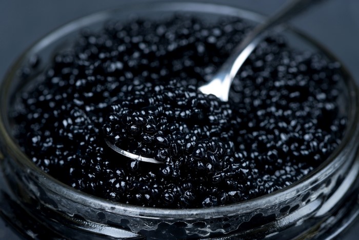 Black Caviar in a Jar with Spoon