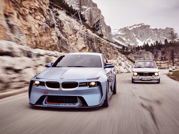 BMW 2002 Hommage Concept and BMW 02 Series on Mountain Road