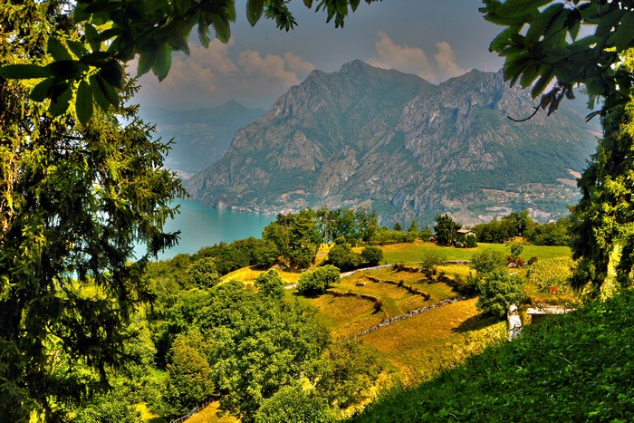 Monte Isola Lombardy Italy Mountains and Lake Scenery