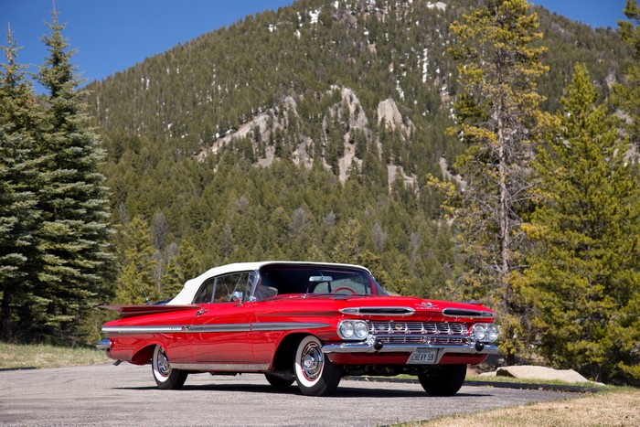 Red 1959 Chevrolet Impala Convertible