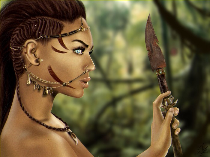 Warrior woman with spear