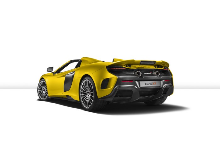 4K McLaren 675LT Spider Yellow Back View