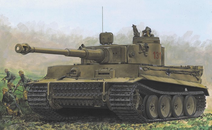 Tiger I 131 Tank with Soldiers in Tunisia
