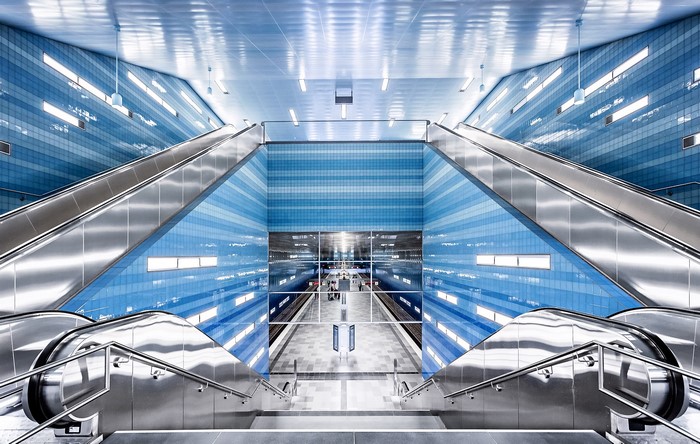 Modern Subway Station in Hamburg, Germany