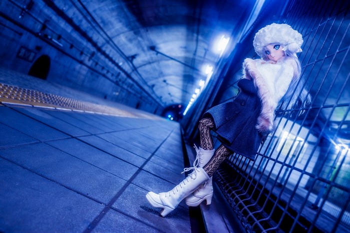 Doll in a train tunnel