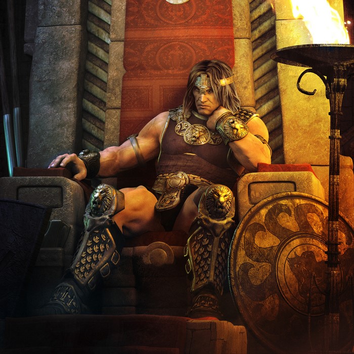 King Conan on a throne from Age of Conan