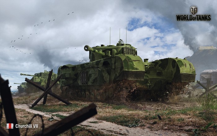 World of Tanks Churchill VII tanks advancing