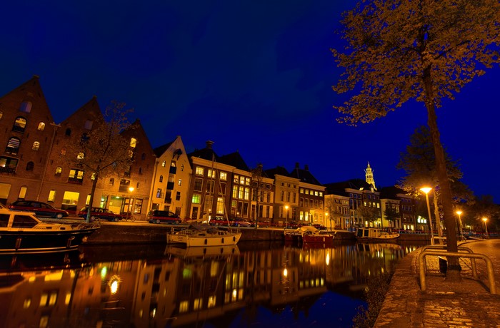 Groningen, Netherlands Canal at Night