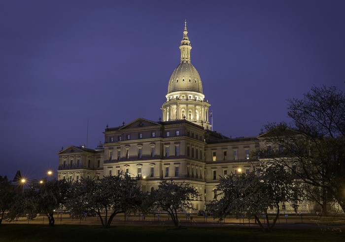 Michigan State Capitol Building at Night