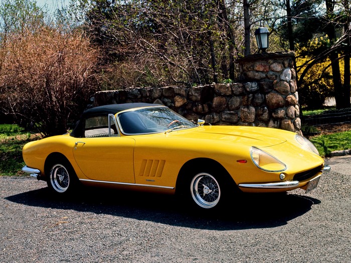 Yellow 1967 Ferrari 275 GTB 4S NART Spider