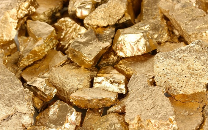 Pile of rough gold nuggets