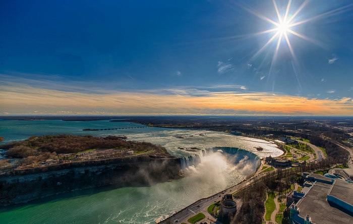 Niagara Falls, Canada, with Sun and Sky
