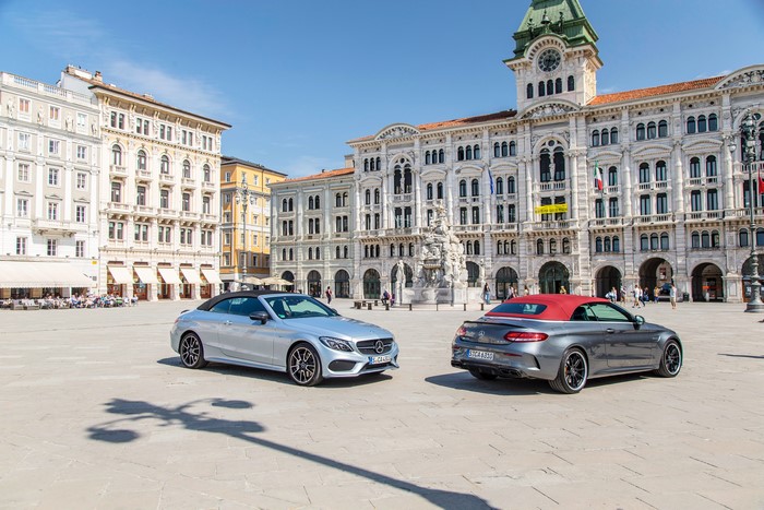 Two Mercedes-Benz C-Klasse Cabriolets in Piazza Unità d'Italia, Trieste