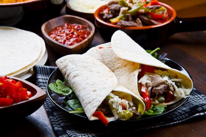 Fajitas with Tortillas and Salsa