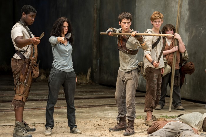 The Maze Runner: Thomas, Teresa, Newt, Frypan, and Winston