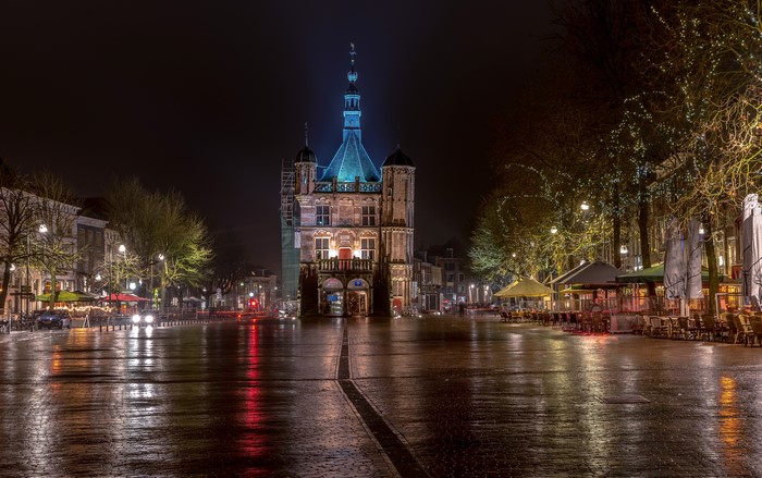 Deventer Town Hall at Night, Netherlands