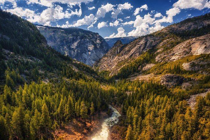 4K Yosemite Valley Mountains and Forest Scenery