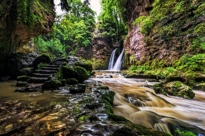 4K Waterfalls at La Tine de Conflens, Switzerland