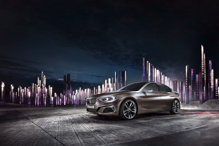 BMW Compact Sedan Concept Car at Night