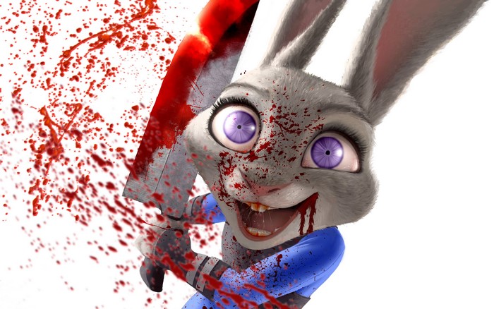 Judy Hopps from Zootopia with Knife and Blood