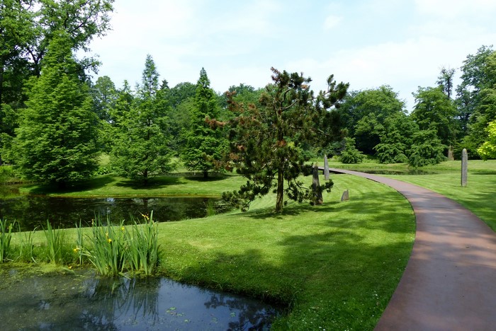Park with pond, lawn, and trees in Limburg, Netherlands