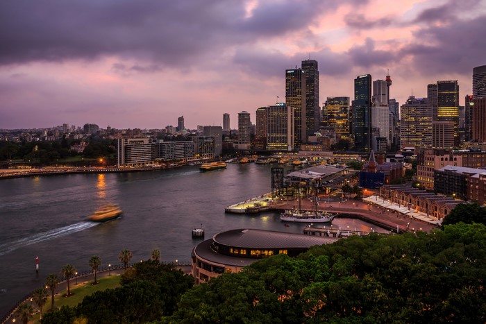 Sydney Harbour at Dusk with City Skyline