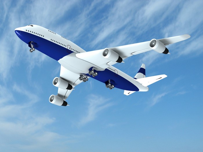 Airplane flying in the sky