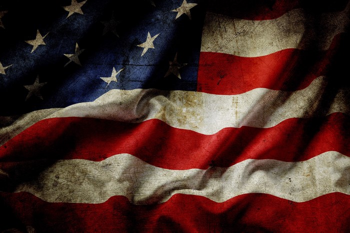 American Flag with Grunge Texture