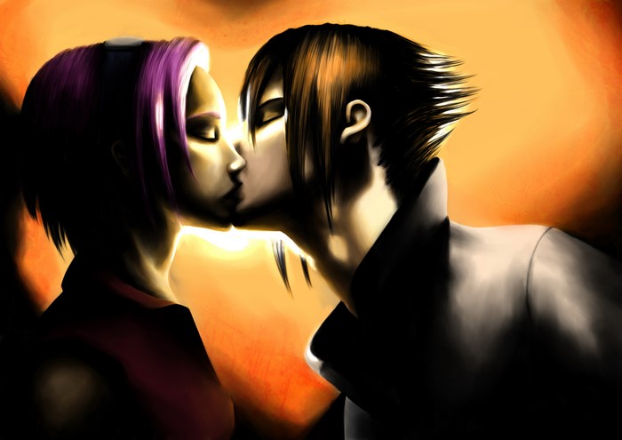 Sakura and Sasuke kissing