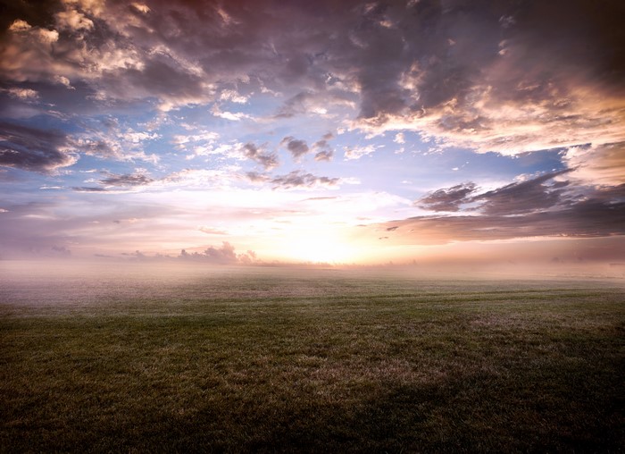4K Sky Grasslands Clouds Fog