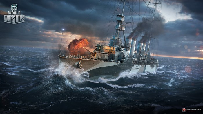 World of Warships: USS Marblehead in stormy seas