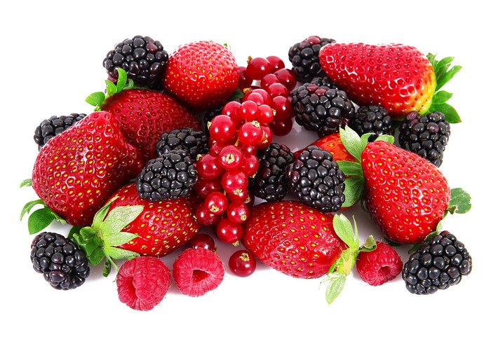 Assortment of Fresh Berries on White Background