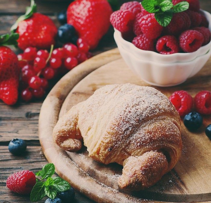 Croissant with Fresh Berries and Mint