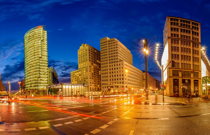 Berlin Germany Street Lights at Night