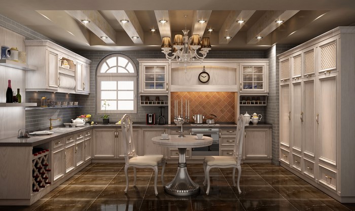 4K Kitchen Interior Design with Table and Chairs